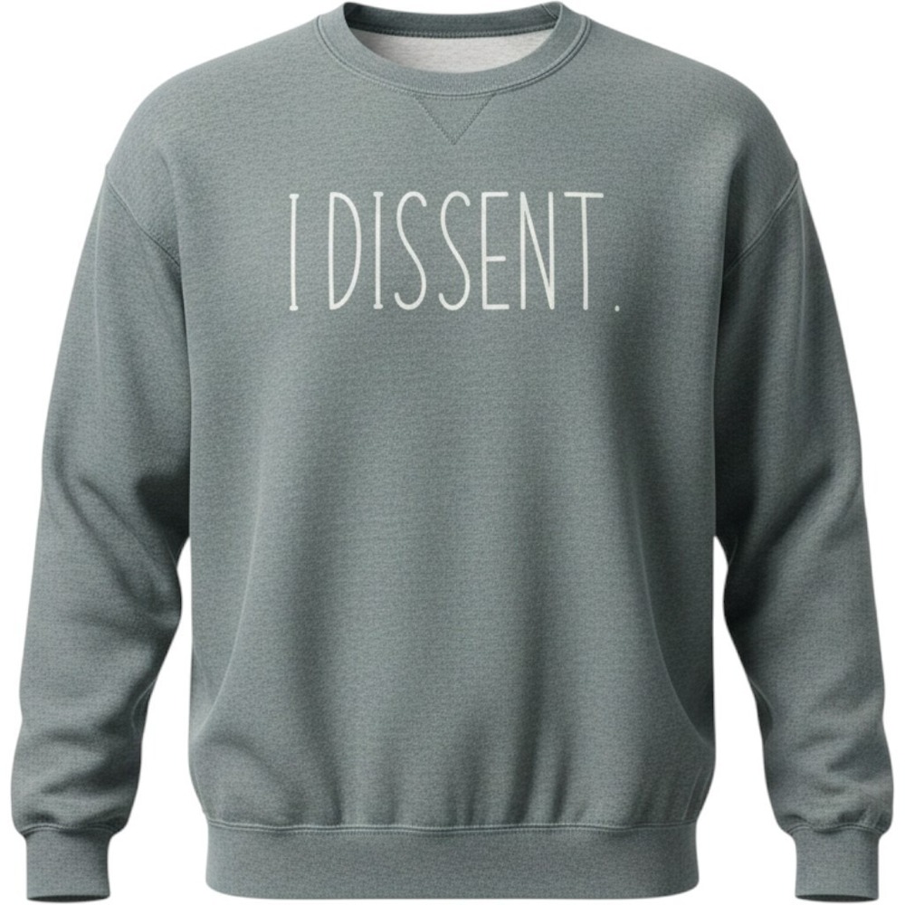 Gildan Softstyle‎ "I DISSENT" Sweatshirt Gray Graphic Pullover 2XL RBG Inspired